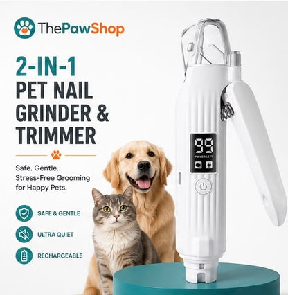 2-in-1 Pet Nail Clipper & Grinder – Safe Dog & Cat Nail Grooming Tool