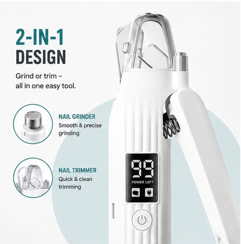 2-in-1 Pet Nail Clipper & Grinder – Safe Dog & Cat Nail Grooming Tool